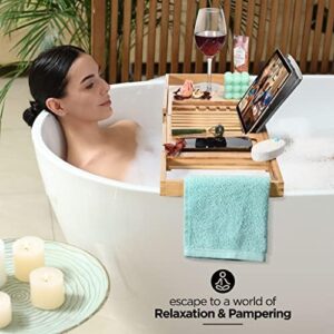 Luxury Foldable Bathtub Tray Caddy - Waterproof Wooden Bath Organizer for Wine, Book, Soap, Phone - Expandable Size Fits Most Tubs - Image 5