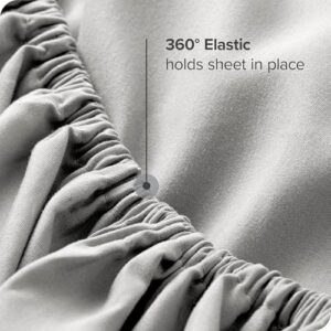 King Size Bedding Set | 4 Piece Bed Sheet Set | Easy Fit Deep Pockets Elastic Sheet with Flat Sheet & Pillowcases| Extra Soft & Wrinkle Free Sheets | Shrinkage & Fade Resistant [Light Dray] - Image 5