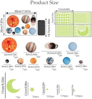 Glow in The Dark Stars and Planets Solar System 525 Pcs Star Stickers for Ceiling Wall Decals Home Art Decor Bedroom Bedding Room Nursery Decorations Birthday Gift Party Decorations Green - Image 4