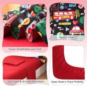 Wowelife Cars Toddler Bedding Set for Boys 4 Piece Toddler Bed Comforter Set Black Toddler Bed Kids Comforter Sets with Comforter, Flat Sheet, Fitted Sheet and Pillowcase - Image 3