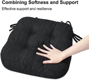 Shinnwa Dining Chair Cushions Set of 4, Dual-Layer Memory Foam Kitchen Chair Cushions, Patented Design Seat Pads with Ties, 16.5 x 16.5 x 3.5in, 4 Pack, Charcoal - Image 3