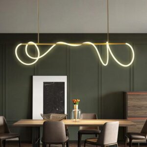 LightInTheBox Gold Chandelier Modern LED Linear Chandelier Nordic Creative Line Pendant Light Fixture for Dining Room Kitchen Island Living Room - Image 6
