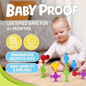 BUNMO Easter Basket Stuffers - Suction Bath Toys - Connect, Build, Create - Bath Toy - Easter Basket Essentials - Stimulating Sensory Toy - Non-Mouthable Toy 3+ - Textured 10 Pack - Image 3