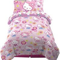 Franco Kids Bedding Super Soft Comforter and Sheet Set with Sham, 5 Piece Twin Size, Hello Kitty