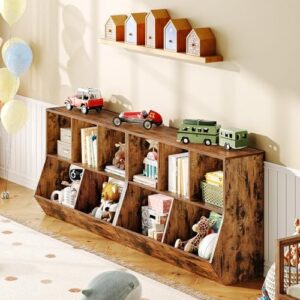 HOOBRO Kids Bookshelf, Bookcase Footboard, Toy Storage Cubby, 35.4" L Children's Toy Shelf, Toy Storage Cabinet, Fit for Children's Room, Playroom, Hallway, Kindergarten, Rustic Brown BF32CW01 - Image 6