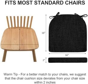 Chair Cushions for Dining Chairs 4 Pack - Kitchen Chair Cushions with Ties and Non-Slip Backing - Dining Chair Pads 16"X16"X2", Black - Image 6