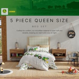 Franco Kids John Deere Farm Equipment Bedding 5 Piece Super Soft Comforter and Sheet Set, Queen, (Officially Licensed Product) - Image 4