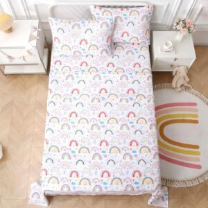 Twin Sheets Set Kids Pink Rainbow- 3 Pieces Breathable Printed Bedding Set - Fit Deep Pocket Soft Bed Sheets for Girls - Lightweight Cozy Twin Fitted Sheet - Image 7