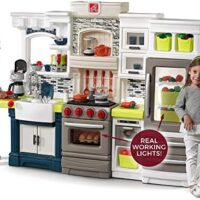 Step2 Elegant Edge Kids Kitchen Playset, Indoor/Outdoor Kitchenette, Interactive Play with Lights and Sounds, Made of Durable Plastic, Includes 78 Piece Toy Accessories, For Toddlers 3+ Years Old