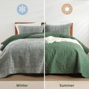 Dobuyly Quilts Queen Size Green Quilt Bedding Set Fluffy Plush Boho Bedspread Set Ultra Soft Warm Reversible Bed Coverlet for All Season 3 Pieces - Image 5