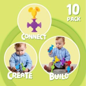 BUNMO Easter Basket Stuffers - Suction Bath Toys - Connect, Build, Create - Bath Toy - Easter Basket Essentials - Stimulating Sensory Toy - Non-Mouthable Toy 3+ - Textured 10 Pack - Image 6