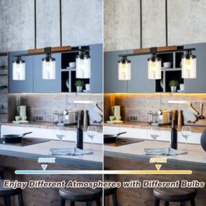 Black Kitchen Island Lighting Fixture, 3-Light Farmhouse Dining Room Chandelier Over Table, Large Pendant Light Ceiling Hanging, Modern Dining Table Light with Adjustable Height - Image 5