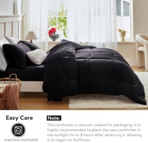 MR&HM Queen Comforter Set Black, Reversible Satin Microfiber Comforter Set for All Seasons, 3 Pieces Non-Slip Silky Soft Bedding Sets with 1 Comforter (90"x90") and 2 Pillowcases (20"x26") - Image 8