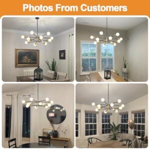 33" Modern Chandelier Ceiling Light Fixture, 12-Light Sputnik Chandeliers Gold and Black Mid Century Chandelier Over Table, Height Adjustable Chandeliers for Dining Room Living Room Kitchen Island - Image 3