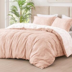 Love's cabin Dusty Rose Pink Full Size Comforter Set - Full Comforter Set, 3 Pieces Cute Floral Bedding Sets for All Seasons,1 Soft Reversible Botanical Flowers Comforter and 2 Pillow Shams