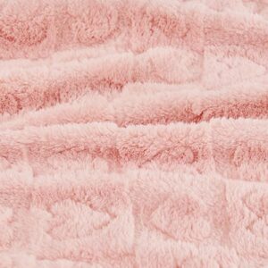 Yurhap Fleece Baby Blanket Heart Checkered Blanket, Ultra Soft Cozy Baby Blankets for Girls Boys, Fluffy Infant Toddler Newborn Receiving Blankets for Crib Stroller 30”×40” (Light Pink) - Image 7