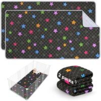 Bienbee Guinea Pig Bedding, 2 Pack 56" x 28" Reusable Guinea Pig Cage Liner Waterproof and Absorbent Small Animal Bedding Washable Guinea Pig Pee Pads for Small Pet Hamster Rabbit Squirrel, Black