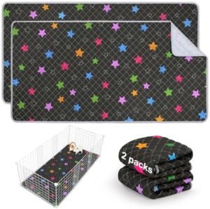 Bienbee Guinea Pig Bedding, 2 Pack 56" x 28" Reusable Guinea Pig Cage Liner Waterproof and Absorbent Small Animal Bedding Washable Guinea Pig Pee Pads for Small Pet Hamster Rabbit Squirrel, Black