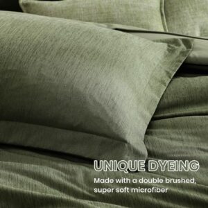 Monbix Queen Comforter Set - 7 Pieces Cationic Dyeing Olive Green Bed in a Bag Queen Bedding Sets with Comforter, Sheets, Pillowcases & Shams, Reversible Bedding Comforters Sets - Image 5