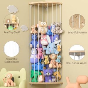Stuffed Animal Storage Wood Corner Plush Toys Holder with Star Pattern, Length Adjustable Hanging Stuffed Animal Toy Organizer Shelf for Nursery Play Room Bedroom Kid Room - Image 5
