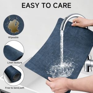 Faux Leather Vinyl Placemats Set of 6 Wipeable Heat Resistant Place Mats 100% Washable - Waterproof - Anti Slip Reversible Table Mats for Kitchen/Dining/Party, 12" x 16.5", Navy Blue & Dark Grey - Image 4