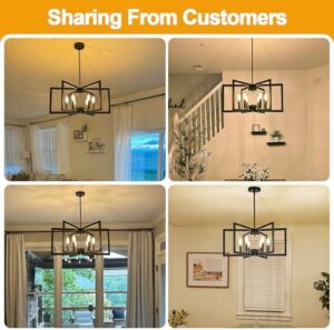 6-Light Modern Black Chandelier, Geometric Dining Room Light Fixture Industrial Pendant Lights Kitchen Island, Hanging Metal Farmhouse Chandelier for Dining Room Entryway Foyer - Image 3