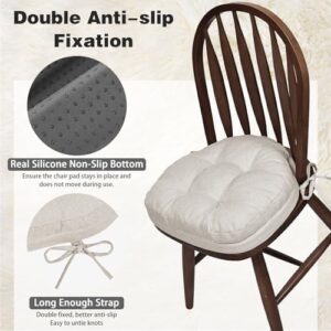 baibu Dining Chair Cushions Set of 4, Dual-Layer Patented Design Memory Foam Windsor Seat Pads, Kitchen Chair Cushions with Ties & Textured Cover, 17x 15.5 x 3.5in, 4 Pack, Off-White - Image 4