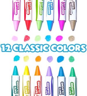 Tub Works® Smooth™ Bath Crayons Bath Toy, 12 Pack | Nontoxic, Washable Bath Crayons for Toddlers & Kids | Unique Formula Draws Smoothly & Vividly on Wet & Dry Tub Walls | Hexagon Grip Bathtub Crayons - Image 3