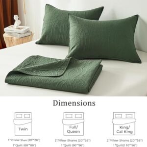 akkialla Queen Quilt Bedding Set,Olive Green Ultrasonic Full/Queen Quilt Set,Lightweight Soft Bedspread Coverlet,Modern Style Coin Pattern Bed Cover for All Seasons,3 Piece(1 Quilt,2 Pillow Shams) - Image 5