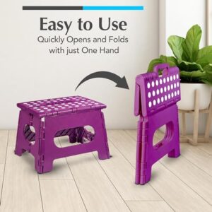 Handy Laundry Folding Lightweight Step Stool is Sturdy Enough to Support Adults and Safe Enough for Kids. Opens Easy with One Flip. Great for Kitchen, Bathroom or Bedroom. (Purple) - Image 3