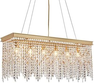 Q&S Gold Chandeliers Luxury Modern Crystal Chandelier Light Fixtures for Dining Room Kitchen Island Living Room L30 6-Lights UL Listed - Image 2