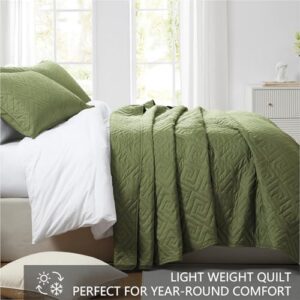 Homelike Moment Quilts Bedspreads Queen Size Bedding Set, Olive Green Quilt Coverlet Full Size for All Season - Image 2