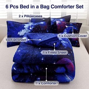 A Nice Night Galaxy 6Pcs Bedding Sets Outer Space Comforter Bed in a Bag 3D Printed Quilt,for Children Boy Girl Teen Kids,Twin 6Pcs - Image 9