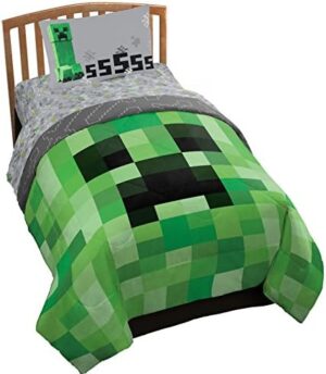 Jay Franco Minecraft Creeper 4 Piece Twin Bed Set (Offical Product)
