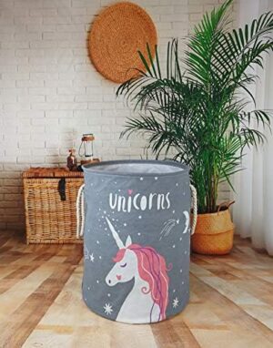 Kids Laundry Basket Girls Unicorn Room Decor,Large Storage Box Canvas Baby Hamper Nursery Bins,Boys and Girls Toy Box,Gift Baskets for Home - Image 3