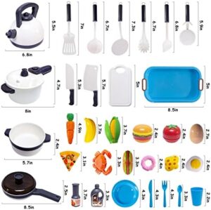 Kids Kitchen Toy Cookware with Play Food Toy Set,Kitchen Play Accessories with Pots and Pans,Cutting Food Toy Utensils,Play Dishes Learning Toys Gift for Toddlers Boys Girls(72 PCS) - Image 7