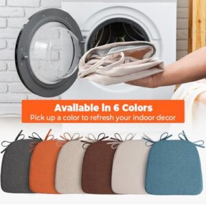 Chair Cushions for Dining Chairs, D-Shaped Seat Cushions with Removable Washable Cover and Ties, Chair Pads for Kitchen, Indoor Dining Room, Patio Chairs, 17'' x 16'', Set of 4, Beige - Image 3