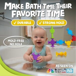 BUNMO Easter Basket Stuffers - Suction Bath Toys - Connect, Build, Create - Bath Toy - Easter Basket Essentials - Stimulating Sensory Toy - Non-Mouthable Toy 3+ - Textured 10 Pack - Image 5