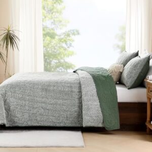Dobuyly Quilts Queen Size Green Quilt Bedding Set Fluffy Plush Boho Bedspread Set Ultra Soft Warm Reversible Bed Coverlet for All Season 3 Pieces - Image 8