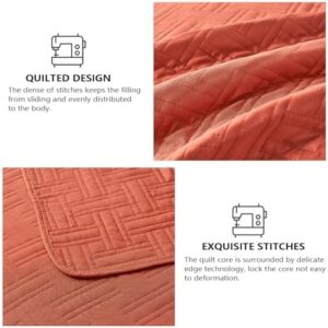 Burnt Orange Full/Queen Quilt Bedding Set,Summer Bedspread Coverlet with Pillow Shams,Geometric Pattern Microfiber Bed Cover,Thin Comforter for All Seasons(Burnt Orange,90''x96'') - Image 6