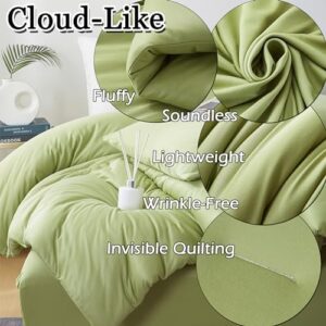MorroMorn Green Comforter Set Queen Size, 4 Pieces All Season Bedding Sets, Soft Bed Set with 1 Down Alternative Duvet Insert 90×90 Inches, 2 Pillow Cases & 1 Fitted Sheet (Queen, Avocado Green) - Image 4