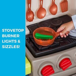 Step2 Elegant Edge Kids Kitchen Playset, Indoor/Outdoor Kitchenette, Interactive Play with Lights and Sounds, Made of Durable Plastic, Includes 78 Piece Toy Accessories, For Toddlers 3+ Years Old - Image 6