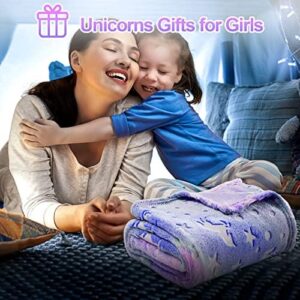 Unicorn Glow in The Dark Blanket, Unicorn Blanket for Girls/Kids Age 3-12, Toddler Soft Fleece Blanket Throw Birthday Gift 40"x60" - Image 5