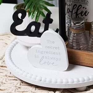 GENMOUS Farmhouse Kitchen Tiered Tray Decor Items Mini Set, Rustic Black and White Kitchen Counter Decor, Two Tiered Tray Kitchen Decor Set for Home Kitchen Dining Room Table Decoration - Image 8