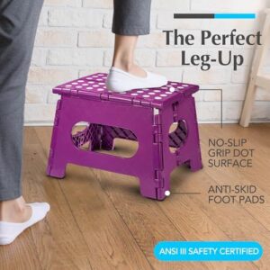 Handy Laundry Folding Lightweight Step Stool is Sturdy Enough to Support Adults and Safe Enough for Kids. Opens Easy with One Flip. Great for Kitchen, Bathroom or Bedroom. (Purple) - Image 2
