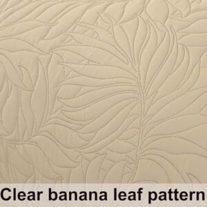 Cmfshape Lightweight Quilt Set Summer Comforter,Thin Soft Bedspread 3 Pieces King Bedding Set Morden Style Banana Leaves Patterns (Beige, King) - Image 7