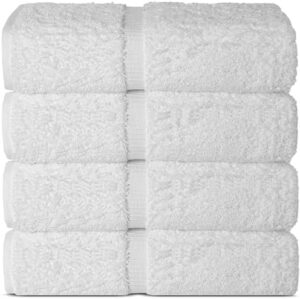 Chakir Turkish Linens 100% Cotton Premium Turkish Towels for Bathroom | 30'' x 60'' Large Bath Towels (4 Piece, White)