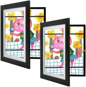 Golden State Art 10x12.5 Kids Art Frames Front-Opening Great for Kids Drawings, Artworks, Children Art Projects, Schoolwork, Home or Office (Black Set of 2)