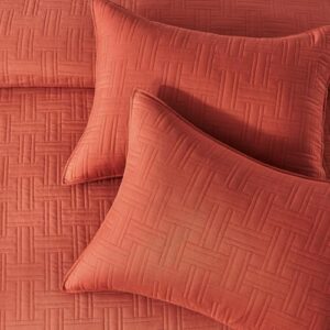 Burnt Orange Full/Queen Quilt Bedding Set,Summer Bedspread Coverlet with Pillow Shams,Geometric Pattern Microfiber Bed Cover,Thin Comforter for All Seasons(Burnt Orange,90''x96'') - Image 4
