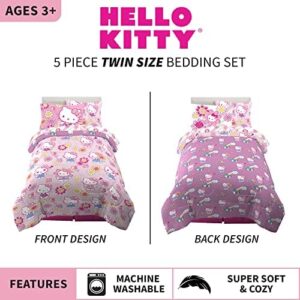 Franco Kids Bedding Super Soft Comforter and Sheet Set with Sham, 5 Piece Twin Size, Hello Kitty - Image 3